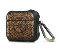 Carveit Wooden Case for AirPods 4 Case (2024) (USB-C) 4th Generation, Wood Artisan Engraved & TPU Shockproof Cover, Titanium Quick Released Clasp (Futhark Letters) Walnut