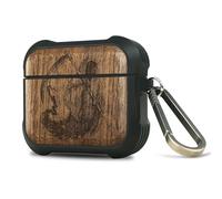 Carveit Wooden Case for AirPods 4 Case (2024) (USB-C) 4th Generation, Wood Artisan Engraved & TPU Shockproof Cover, Titanium Quick Released Clasp (The Grim Reaper) Walnut