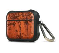 Carveit Wooden Case for AirPods 4 Case (2024) (USB-C) 4th Generation, Wood Artisan Engraved & TPU Shockproof Cover, Titanium Quick Released Clasp (The Zentangle Sapling) Rosy