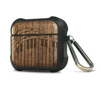 Carveit Wooden Case for AirPods 4 Case (2024) (USB-C) 4th Generation, Wood Artisan Engraved & TPU Shockproof Cover, Titanium Quick Released Clasp (Melodic Waves) Walnut