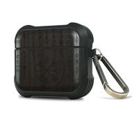 Carveit Wooden Case for AirPods 4 Case (2024) (USB-C) 4th Generation, Wood Artisan Engraved & TPU Shockproof Cover, Titanium Quick Released Clasp (Viking Amulet) Blackwood