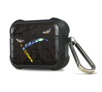 Carveit Wooden Case for AirPods Pro 2nd/1st Gen Case, Wood Artistic Engraved & Handmade Shell Inlay, TPU Shockproof Cover, Titanium Quick Released Clasp (Grim Reaper) Blackwood