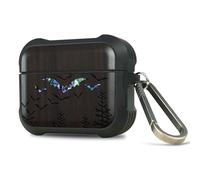Carveit Wooden Case for AirPods Pro 2nd/1st Gen Case, Wood Artistic Engraved & Handmade Shell Inlay, TPU Shockproof Cover, Titanium Quick Released Clasp (Bats Over the Forest) Blackwood