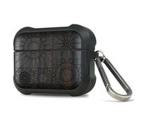 Carveit Wooden Case for AirPods Pro 3 Case (2025), Wood Artisan Engraved & TPU Shockproof Cover, Titanium Quick Released Clasp, Wireless Chargers Compatible (The Spirograph Mandala Mosaic) Blackwood