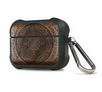 Carveit Wooden Case for AirPods Pro 3 Case (2025), Wood Artisan Engraved & TPU Shockproof Cover, Titanium Quick Released Clasp, Wireless Chargers Compatible (Viking Symbol) Walnut