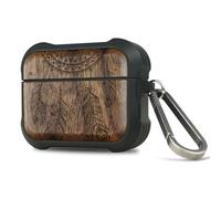 Carveit Wooden Case for AirPods Pro 3 Case (2025), Wood Artisan Engraved & TPU Shockproof Cover, Titanium Quick Released Clasp, Wireless Chargers Compatible (Dreamcatcher's Embrace) Walnut