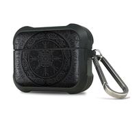 Carveit Wooden Case for AirPods Pro 3 Case (2025), Wood Artisan Engraved & TPU Shockproof Cover, Titanium Quick Released Clasp, Wireless Chargers Compatible (Viking Symbol) Blackwood