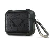 Carveit Wooden Case for AirPods Pro 3 Case (2025), Wood Artisan Engraved & TPU Shockproof Cover, Titanium Quick Released Clasp, Wireless Chargers Compatible (Owl's Gaze) Blackwood