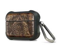 Carveit Wooden Case for AirPods Pro 3 Case (2025), Wood Artisan Engraved & TPU Shockproof Cover, Titanium Quick Released Clasp, Wireless Chargers Compatible (Celtic Butterfly) Walnut