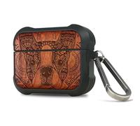 Carveit Wooden Case for AirPods Pro 3 Case (2025), Wood Artisan Engraved & TPU Shockproof Cover, Titanium Quick Released Clasp, Wireless Chargers Compatible (The Dog Amidst Zendoodle) Rosy