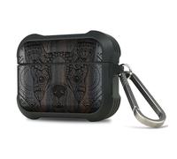 Carveit Wooden Case for AirPods Pro 3 Case (2025), Wood Artisan Engraved & TPU Shockproof Cover, Titanium Quick Released Clasp, Wireless Chargers Compatible (The Dog Amidst Zendoodle) Blackwood