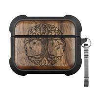Carveit Wooden Case for AirPods Pro 3 Case (2025), Wood Artisan Engraved & TPU Shockproof Cover, Titanium Quick Released Clasp, Wireless Chargers Compatible (The Celtic Tree of Life) Walnut
