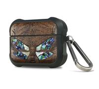 Carveit Wooden Case for AirPods Pro 3 Case (2025), Wood Artistic Engraved & Handmade Shell Inlay, TPU Shockproof Cover, Titanium Quick Released Clasp (Death's Head Moth) Walnut