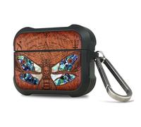 Carveit Wooden Case for AirPods Pro 3 Case (2025), Wood Artistic Engraved & Handmade Shell Inlay, TPU Shockproof Cover, Titanium Quick Released Clasp (Death's Head Moth) Rosy