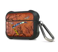 Carveit Wooden Case for AirPods Pro 3 Case (2025), Wood Artistic Engraved & Handmade Shell Inlay, TPU Shockproof Cover, Titanium Quick Released Clasp (Grim Reaper in Haunted Forest) Rosy