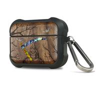 Carveit Wooden Case for AirPods Pro 3 Case (2025), Wood Artistic Engraved & Handmade Shell Inlay, TPU Shockproof Cover, Titanium Quick Released Clasp (Grim Reaper in Haunted Forest) Walnut