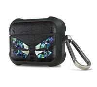 Carveit Wooden Case for AirPods Pro 3 Case (2025), Wood Artistic Engraved & Handmade Shell Inlay, TPU Shockproof Cover, Titanium Quick Released Clasp (Death's Head Moth) Blackwood