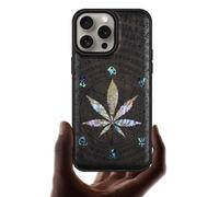 Carveit Wooden Case for iPhone 15 Pro Max Magnetic Case, Compatible with MagSafe Wireless Chargers, Shockproof Cover, Handmade Shell Inlaid & Wood Artisan Engraved (Caduceus amidst-Blackwood)