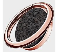 Carveit Wooden Cell Phone Ring Holder Finger Stand Metal Grip Hook Phone Kickstand Compatible With Galaxy S23 Ultra S22 iPhone 15 Pro Max 12 13 14 Pixel 7 6a-BlackWood/Rose Gold/Mandala [1 Pack]