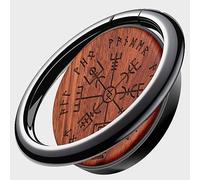 Carveit Wooden Cell Phone Ring Holder Finger Stand Metal Grip Hook Phone Kickstand Compatible With Galaxy S23 Ultra S22 iPhone 15 Pro Max 11 12 13 14 Pixel 7 6a-RedWood/Black/Viking [1 Pack]
