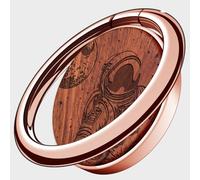 Carveit Wooden Phone Ring Holder Finger Stand Metal Grip Hook Phone Kickstand Compatible With Galaxy S24 Ultra S23 iPhone 15 Pro Max 12 13 14 Pixel 8-RedWood/Rose Gold/Cosmic Wanderer [1 Pack]