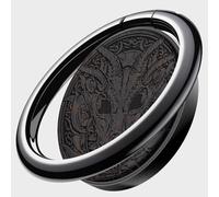 Carveit Wooden Phone Ring Holder Finger Stand Metal Grip Hook Phone Kickstand Compatible With Galaxy S24 Ultra S23 iPhone 15 Pro Max 12 13 14 Pixel 8-BlackWood/Black/Dragon skull [1 Pack]