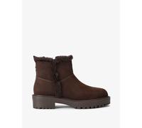 Carvela Faux Fur Trim Flat Round Toe Ankle Boots Brown