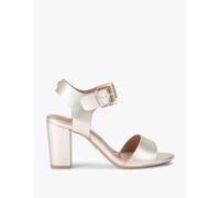 Carvela Metallic Ankle Strap Block Heel Sandals Silver
