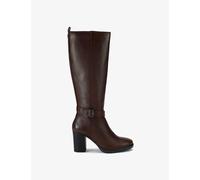 Carvela Wide Fit Leather Block Heel Knee High Boots Brown