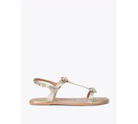Carvela Wide Fit Leather Metallic Flat Sandals Silver