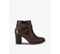 Carvela Womens Carvela Silver 2 Buckle-Embellished Heeled Leather Ankle Boots Dark Brown Eur 37 / 4 UK Women