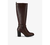 Carvela Womens Carvela Silver 2 Buckle-Embellished Heeled Leather Knee-High Boots Dark Brown Eur 40 / 7 UK Women