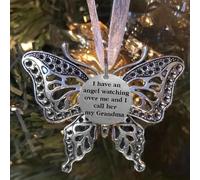 Carving Butterfly Memorial Family Pendant, A Piece Of My Heart Is In Heavenwith Heartwarming Slogans Ornaments Alloy Simulated Butterfly (SET G)