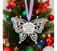 Carving Butterfly Memorial Family Pendant, Retro Christmas Tree Ornaments with Heartwarming Slogans, A Piece of My Heart Is In Heaven, Home Decoration Ornament(Brother)
