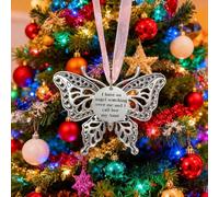 Carving Butterfly Memorial Family Pendant, Retro Christmas Tree Ornaments with Heartwarming Slogans, A Piece of My Heart Is In Heaven, Home Decoration Ornament(Aunt)