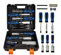 Carving Chisel Set for Wood, with Honing Guide/Sharpening Stone/Carpenter Pencil/Storage Case, Heat-Treated Cr-V Steel Blades, for Beginners DIY Woodworking Sculpting Whittling