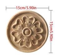 Carving Natural Wood Applique Wooden Figurines Crafts Corner Unpainted Round Frame Wall Door Furniture Woodcarving Decorative
