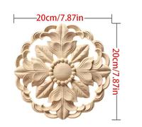 Carving Natural Wood Applique Wooden Figurines Crafts Corner Unpainted Round Frame Wall Door Furniture Woodcarving Decorative