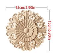 Carving Natural Wood Applique Wooden Figurines Crafts Corner Unpainted Round Frame Wall Door Furniture Woodcarving Decorative