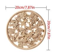 Carving Natural Wood Applique Wooden Figurines Crafts Corner Unpainted Round Frame Wall Door Furniture Woodcarving Decorative