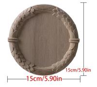 Carving Natural Wood Applique Wooden Figurines Crafts Corner Unpainted Round Frame Wall Door Furniture Woodcarving Decorative
