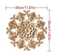 Carving Natural Wood Applique Wooden Figurines Crafts Corner Unpainted Round Frame Wall Door Furniture Woodcarving Decorative