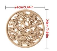 Carving Natural Wood Applique Wooden Figurines Crafts Corner Unpainted Round Frame Wall Door Furniture Woodcarving Decorative