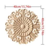 Carving Natural Wood Applique Wooden Figurines Crafts Corner Unpainted Round Frame Wall Door Furniture Woodcarving Decorative