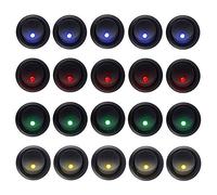 Carviya 20pcs 5Blue+5Red+5Green+5Orange Rocker Dot LED Light Round Toggle Switch Spst On-Off Control for Car,Truck, Race Cars, RV's, Marine, Heavy Duty Trucks, Off Road Vehicles, ATV's