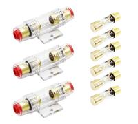Carviya Carviya In-line AGU Fuse Holder for 4-10 Gauge AWG Wire / 6 Gauge & 8 Gauge/with Six 60A AGU Fuses for Car Audio/Alarm/Amplifier/Compressors/Auto Parts/Automotive/Marine/Industrial (3 Pack)