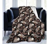 Carwayii Opossum Blanket Possums Blanket Possum Gifts Black Throw Stuffed Animal for Travelling Camping Soft Birthday Gifts for Women Men Kids 50X40 inches