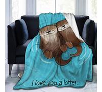Carwayii Otter Blanket Otter Gifts Sea Otter Throw Blanket Soft Blue Flannel Lap Blanket Love You a Lotter Sofa Blanket Otter Gifts for Birthday Gift Noon Break Blanket Plush Sofa Blanket 40''x50''