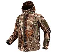 CARWORNIC Men's Camo Quiet Hunting Jacket Waterproof Softshell Fleece Lined Camouflage Outdoor Hiking Fishing Coat, Tree Camo Jacket, M