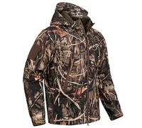 CARWORNIC Men's Camo Quiet Hunting Jacket Waterproof Softshell Fleece Lined Camouflage Outdoor Hiking Fishing Coat, Reeds Camo, M